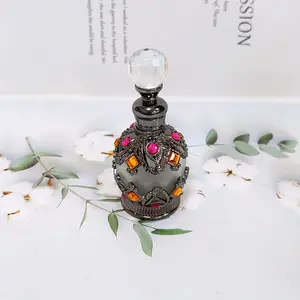 30ml Antiqued Vintage Craft Gift Home Decoration Metal Alloy Perfume Bottle Retro Arab Style Empty Glass Essential Oil Bottle