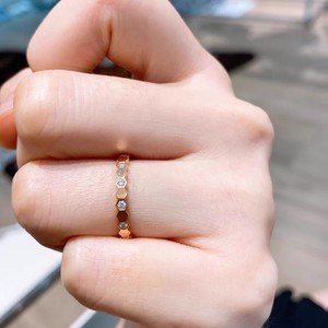 AU585 Fine bague empilable simple 14K or massif ruches d'abeilles Zircon minimaliste bague quotidienne pour les femmes - Product Image 5