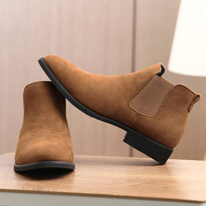 Bottes Chelsea en daim marron pour hommes, chaussures rehaussantes élégantes, vente en gros - Product Image 6