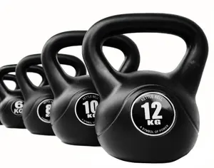 Venda quente de fábrica por atacado barato preto ambientalmente cimento kettlebell halteres academia exercício fitness homens mulheres
