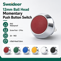 Interrupteur à bouton-poussoir momentané Sweideer 12 mm en métal 1NO avec bornes à vis IP65 étanche