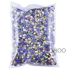 BOBOHOO Round Ss3-ss50 Cold Strong Glue Crystal AB Stones Glass Hot Fix Rhinestone For Dance Dress