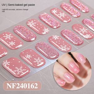 Pegatinas de Uñas en Gel 3D Navideñas de Zhengxiang, Calcomanías Francesas con Diseño de Copos de Nieve, Gel de Uñas de Plástico Semi-Curado con Luz UV - Product Image 1