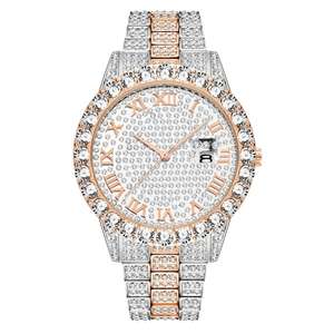 Relojes de Diamantes de Lujo Únicos para Mujer, Reloj Redondo Plateado con Esfera Personalizada, Relojes de Pulsera de Cuarzo de Lujo con Circonitas - Product Image 1