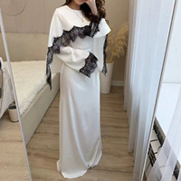 Robe longue d'été 2026 grande taille pour femme, avec dentelle et patchwork, en organza et viscose, manches longues, style Abaya Kaftan musulman, OEM