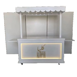 Klayya Wooden Stall <b>Stand</b> 4 Wheel Outdoor Mobile Food Cart With Lights And Display Racks For <b>Night</b> Market Use - Product Image 5