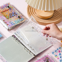 Carnet de planification A6 transparent en PVC à 6 anneaux avec pochette pour cartes photo, motif dessin animé mignon, vente en gros, offre spéciale