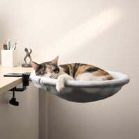 Lit pour chat réglable, mignon et confortable, design encastré, hamac de bureau pour chat avec housse amovible en peluche de lapin pour la maison ou le bureau de jeu