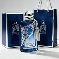 Flacon de parfum de luxe au design nouveau, avec pompon, 100 ml, flacon de parfum en verre, forme unique, avec emballage en boîte