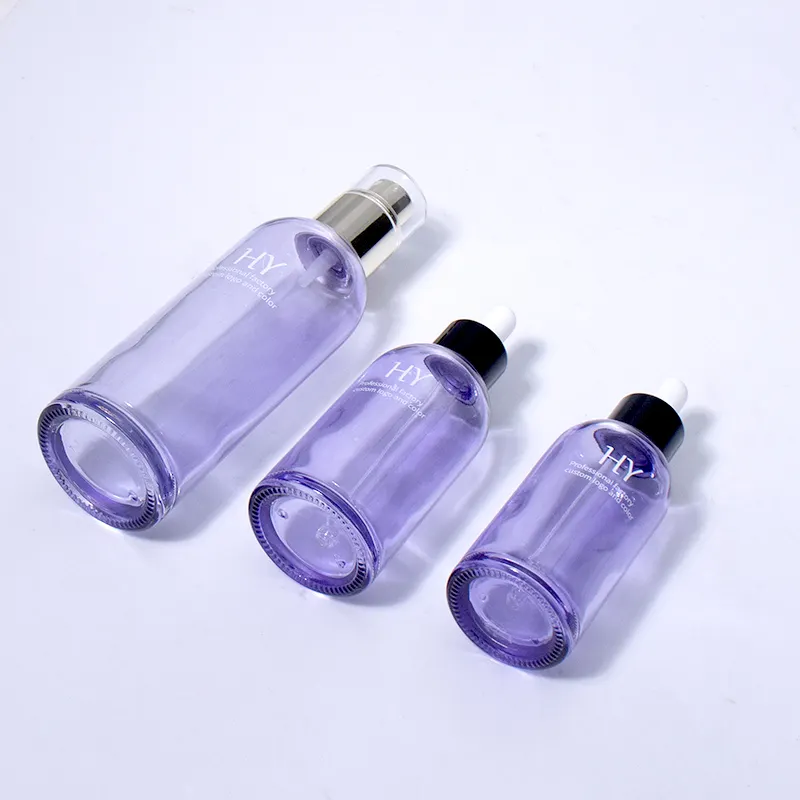 प्रतिस्पर्धी मूल्य कस्टम लेबल 60ml 80ml बैंगनी गुलाबी ग्लास ड्रॉपर बोतल प्रचार OEM ODM समर्थन