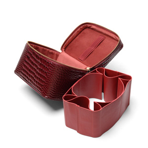 Bolsas <span class=keywords><strong>de</strong></span> <span class=keywords><strong>Aseo</strong></span> <span class=keywords><strong>de</strong></span> Lujo Color Borgoña para Mujer, Organizador <span class=keywords><strong>de</strong></span> Cuero PU Brillante para Perfumes y Cuidado <span class=keywords><strong>de</strong></span> la Piel <span class=keywords><strong>con</strong></span> <span class=keywords><strong>Compartimentos</strong></span>, Bandeja <span class=keywords><strong>de</strong></span> Maquillaje para Tocador - Product Image 4