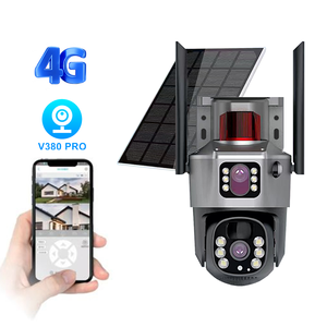 Cámara al aire libre Wifi inalámbrico 4G tarjeta Sim Solar 360 Cctv cámara de vigilancia de doble lente <span class=keywords><strong>Panel</strong></span> Solar Cámaras de monitoreo con alarma - Product Image 1