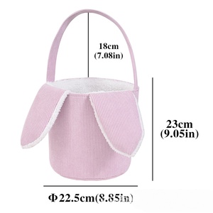 <span class=keywords><strong>Panier</strong></span> de Pâques en velours côtelé avec adorables oreilles de lapin, sacs cadeaux personnalisés brodés, seau de chasse aux œufs de Pâques pour enfants - Product Image 6