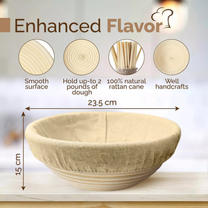 ชุดตะกร้าสำหรับหมักแ<span class=keywords><strong>ป</strong></span>้งขนมปังซาวโดว์แบบกำหนดเอง ขนาด 9 นิ้ว พร้อมชุดเริ่มต้นสำหรับมือใหม่ พร้อมแม่แบบ DIY ถุงเก็บ และอื่นๆ - Product Image 6