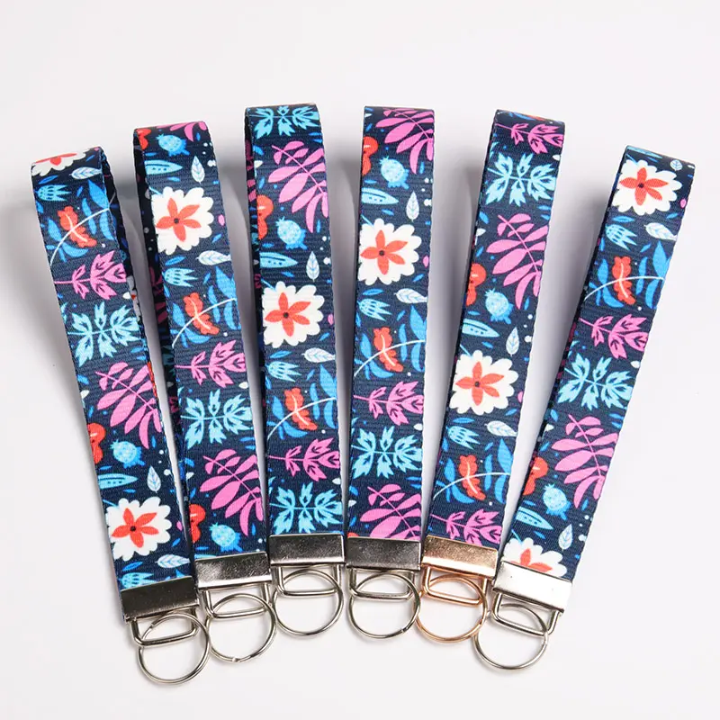 Holywish cordão de pulso, alça de pulso personalizada em poliéster floral com chaveiro porta-chaveiro