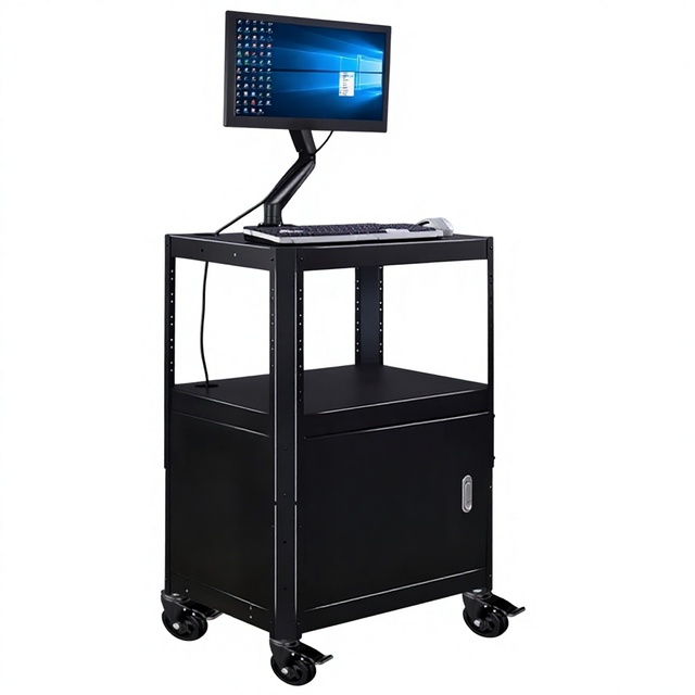 P98 Computer Room Mobile Workbench Instrument Equipment Trolley Cabinet Multi-layer Shelf Computer Lock Storage Cold Rolled