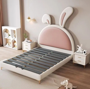 Luce diretta della fabbrica di lusso letto di coniglio singola ragazza durevole cartone animato rosa principessa letto di piccole dimensioni <span class=keywords><strong>per</strong></span> la camera da letto soggiorno in legno - Product Image 6