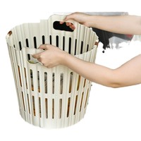 Panier à linge pliable en plastique D5786 avec poignées, gain de place, panier à linge pliable pour chambre à coucher, salle de bain, dortoir