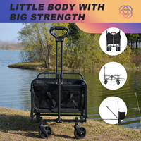 Chariot pliable à 4 roues en tissu Oxford 600D, robuste, pour le camping en famille, la plage, le jardin, les courses, OEM