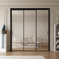Porte coulissante triple à joint ultra-fin, système parfait, porte de séparation invisible pour cuisine, balcon, salon, usage domestique