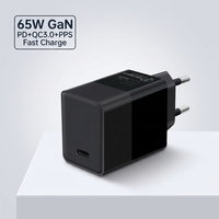 Adaptateur de charge rapide 65W USB-C pour téléphone portable et ordinateur portable, certifié CE, avec prise murale européenne (UE), compatible FCC, RoHS, OEM, faible MOQ