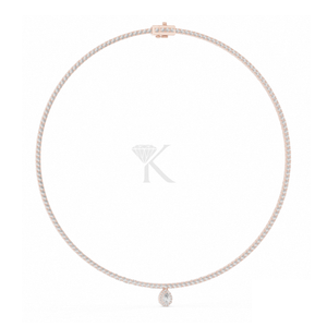 Pear Drop Diamond Tennis <b>Necklace</b> 14K <b>Solid</b> Gold Teardrop Halo Pendant Lab Grown Round Brilliant Bridal Fine Jewelry - Product Image 5