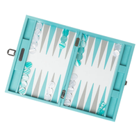 Jeu de backgammon personnalisé avec logo, en cuir de buffle, fermoirs en nickel, impression couleur, style vintage