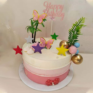 Décoration de gâteau festive : étoiles, papillons et accents de boules métalliques – Fournitures de décoration de gâteaux - Product Image 1