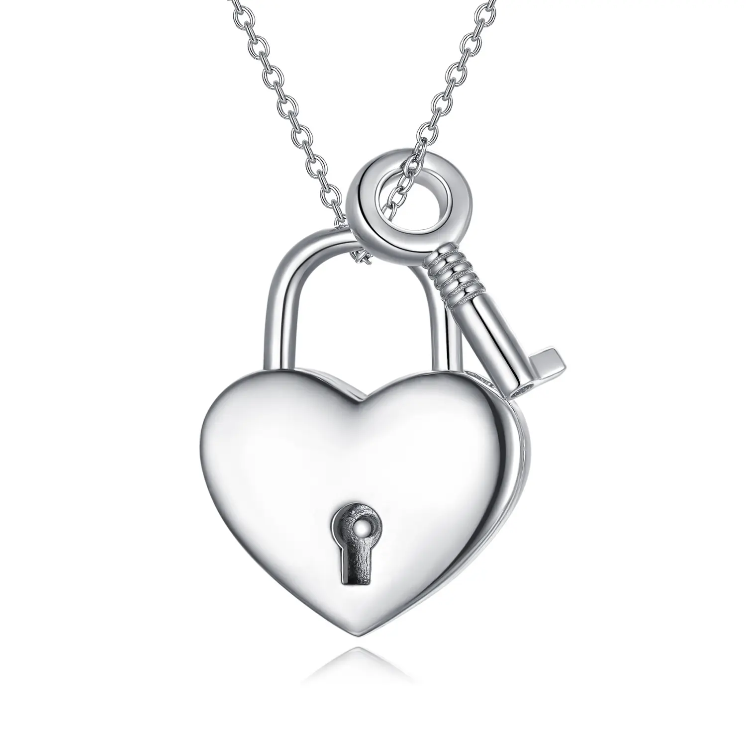 Personality Valentine's Day Gift 925 Sterling Silver Lockable Couple Key Heart Lock Couple Necklace