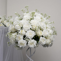 Großhandel Handgefertigte Weiße Seidenblumen-Kugel Künstliche Rosen-Blumenkugel Hochzeitstisch-Dekoration für Veranstaltungen und Partys