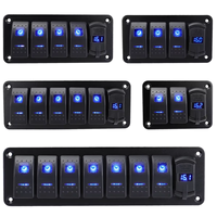 Panneau de commutation à bascule 4 gang LED rouge 12V/24V avec double chargeur USB pour voiture, bateau, camping-car, caravane