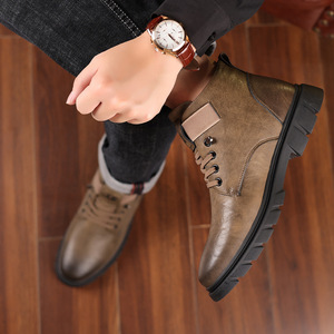 Botas de Invierno para Hombre, de Piel Auténtica, Forradas de Felpa, Antideslizantes, con Punta Redonda, Botas de Nieve - Product Image 4