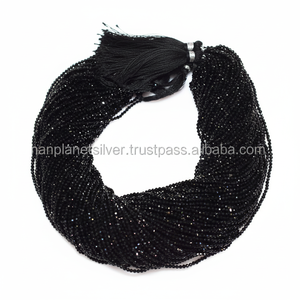 Perles Rondelles Taillées à la Main en Pierre Spinelle Noire Fabriquées en Inde Nanplanetsilver AB005 - Product Image 1