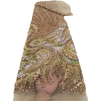 Tissu en maille tricotée transparente brodée de perles et de sequins ondulés pour vêtements féminins, robes de mariée, costumes de scène, sacs et accessoires