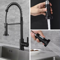 Robinet de cuisine monocommande monotrou en acier inoxydable Lusa avec douchette extractible à poser sur plan