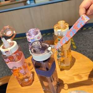 Shuiyinzi Portable Water Bottle 1000Ml Leak Proof With Straw For Travel Outdoor Sports Kids Adults Cartoon Design - Product Image 3