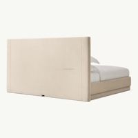 Cama Tapizada Moderna Orgánica Sovereign, Estructura de Cama con Plataforma de Tela de Lino de Lujo, Cama Matrimonial King/Queen Estilo Arhaus Minimalista