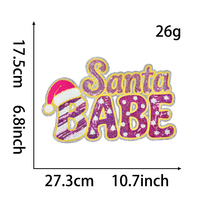 Patchs personnalisés de Noël à sequins, grands badges lettres Santa Babe, vente en gros, fabricant d'appliques pour le dos de vestes de fêtes OEM