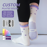 Chaussettes de yoga personnalisées de haute qualité avec logo, respirantes en coton, antidérapantes, pour femme, chaussettes de yoga antidérapantes, chaussettes de barre et de pilates avec grip