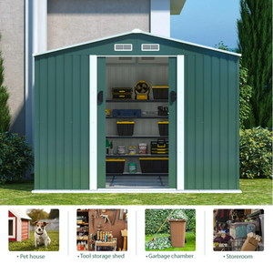 Grand hangar de stockage en métal, dégagement de stockage extérieur adapté aux outils de jardin, vélos, échelle de tondeuse à gazon, <span class=keywords><strong>4</strong></span> évents - Product Image 4