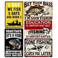 Panneaux en métal vintage sur le thème de la pêche - Slogans humoristiques pour la décoration de la « Man Cave », du patio extérieur et comme cadeau