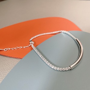 Bracelet en argent sterling S925 micro-pavé de diamants, bijoux pour femmes, élégant, scintillant, design simple, accessoire de mode - Product Image 3