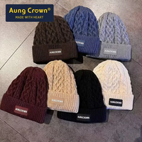 Bonnet en tricot torsadé personnalisé avec logo, doublure polaire épaisse, chaud pour l'hiver, en acrylique, pour hommes et femmes