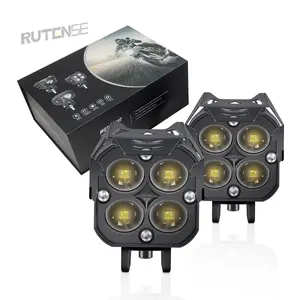 RUTENSE 12-80V yeni LED motosiklet lambası 50W Ultra parlak otomatik aydınlatma kırmızı şeytan göz LED spot