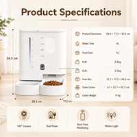 Distributeur de nourriture intelligent 2-en-1 écologique et moderne pour animaux de compagnie, personnalisé par le fabricant, avec caméra, contrôle via l'application Tuya, programmation d'alimentation automatique, capacité de 5L