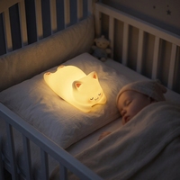 Veilleuse LED mignonne en silicone personnalisée pour chambre d'enfant Décoration de veilleuse tactile 7 couleurs pour enfants et bébés