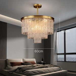 Lustre de luxe en cuivre massif à effet ondulé, style postmoderne créatif, pour salle à manger, chambre à coucher, luminaire pour salon grand format - Product Image 3