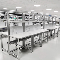 Banc de travail ESD robuste Detall pour réparation électronique, capacité 2000 lbs, panneau perforé métallique, multiprise, cadre en aluminium