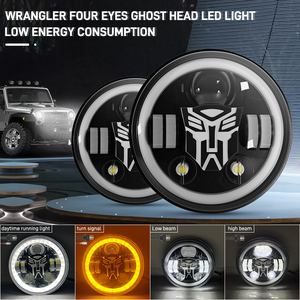 HYNBYZJ para Jeep Wrangler JK <span class=keywords><strong>Lada</strong></span> <span class=keywords><strong>Niva</strong></span>, Faro LED Redondo de 7 Pulgadas, Luz de Coche con Halo, Ojos de Ángel, DRL, Señal de Giro Ámbar, Lámpara Delantera - Product Image 3