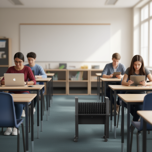 Chariot de charge portable Vevor pour 16 appareils, type ouvert, écran 15,6 pouces, pour bureau, salle de classe, Chromebook, tablette, ordinateur portable - Product Image 2